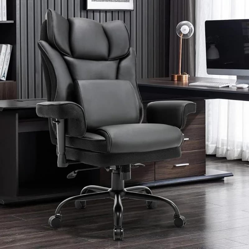 Sedia da gioco in pelle nera con funzione di massaggio Sedia da ufficio ergonomica Sedia da computer reclinabile con schienale alto per ufficio domestico