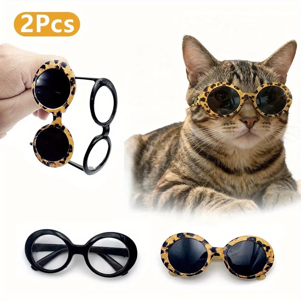 2 Paia di Mini Occhiali Carini per Animali Domestici, Occhiali Decorativi alla Moda di Piccole Dimensioni, Accessori per Travestimenti, Divertenti Oggetti di Scena per Foto, Portatili e Leggeri, Accessori per Costumi per Gatti e Cani, per Servizi Fotografici Quotidiani, Feste e Decorazioni