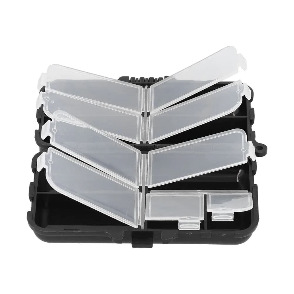 2 Pieces Box Door Fishing Equipment 9 Parts, Double Sided Fishing Rig Box ABS, Mini Stackable Box for Fishing Bags and Accessories