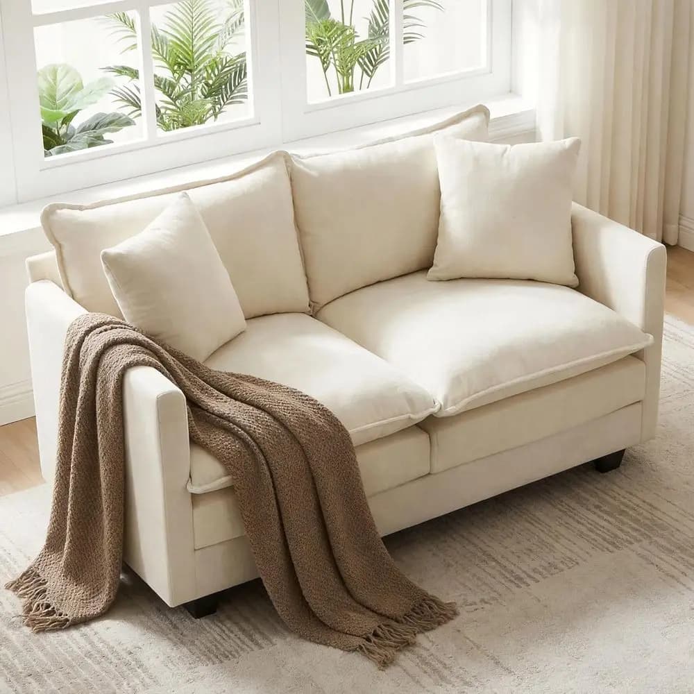 52Loveat Soa, ern Love at Couches, Small Loveat or Small Spaces, Comy Chenille Deep at Cloud Loveat with 2 Pillows or Living Roo