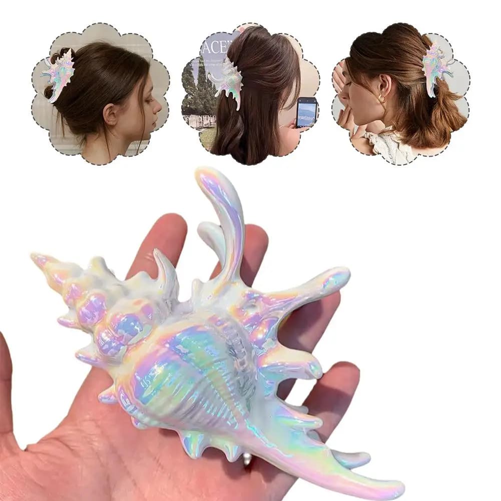 Grande fermaglio per capelli a conchiglia, elegante e colorato, a forma di granchio, per donna, estivo, da spiaggia, a forma di conchiglia marina, accessorio per capelli alla moda, regalo per ragazze