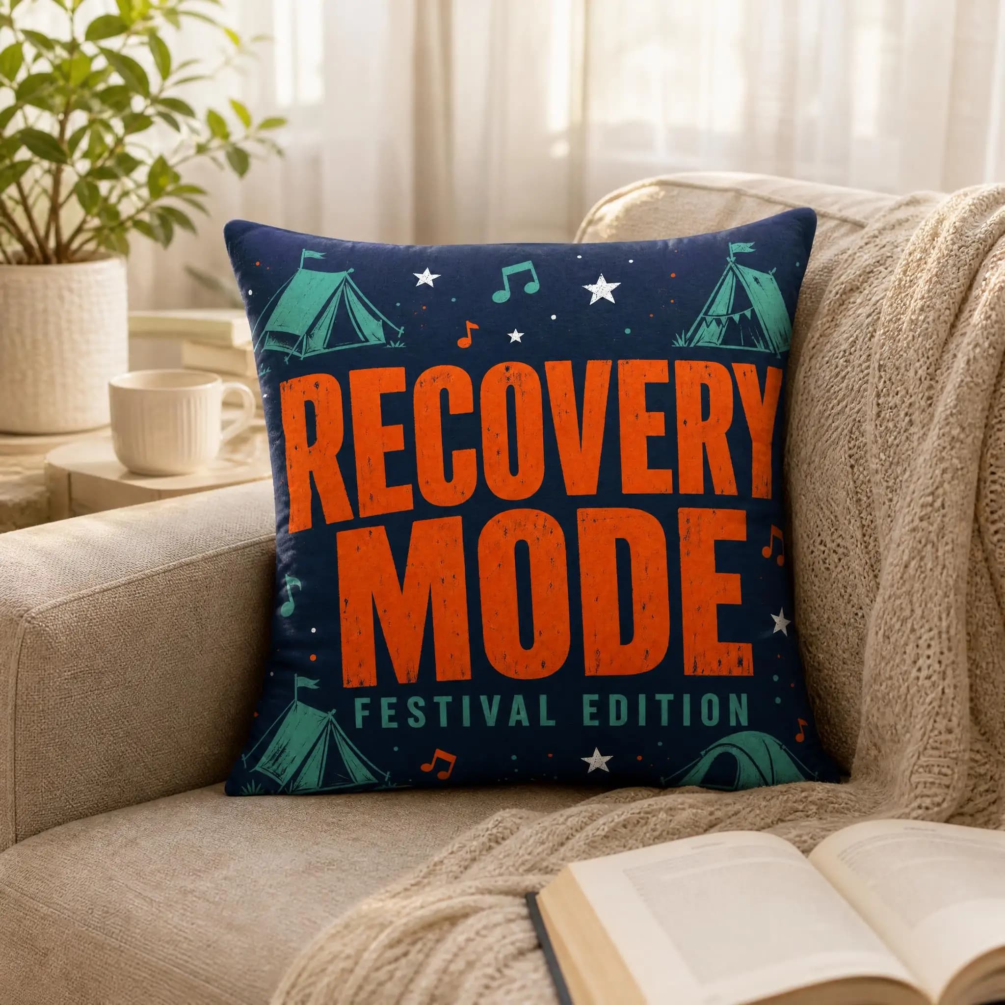British Summer Music Festival Style Pillow Cover, Suitable For Sofa Bedroom Decoration, Unique Holiday Gift