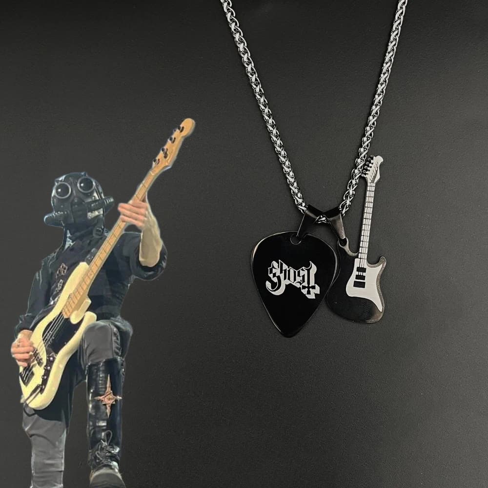 Ghost bc Nameless Ghoul Collana Cosplay Unisex Plettro per chitarra Ciondolo Catena in acciaio inossidabile Girocollo Accessori per gioielli Regali