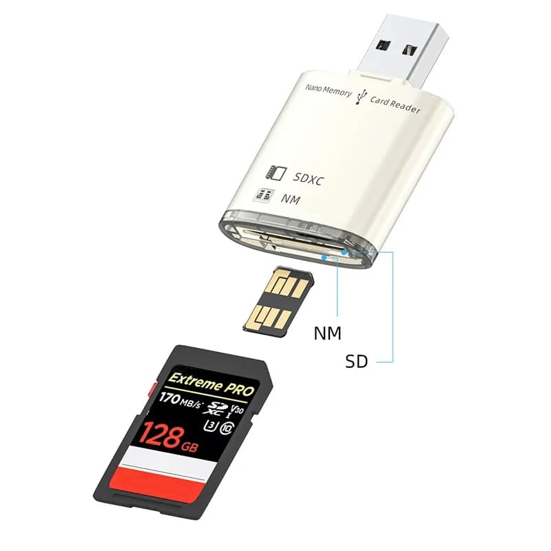 Lettore di schede USB 3.0 SD SDXC da 8 GB-128 GB per Huawei NM Nano Scheda di memoria Adattatore per scrittura Laptop PC Memoria di qualità Estendi convertitore USB