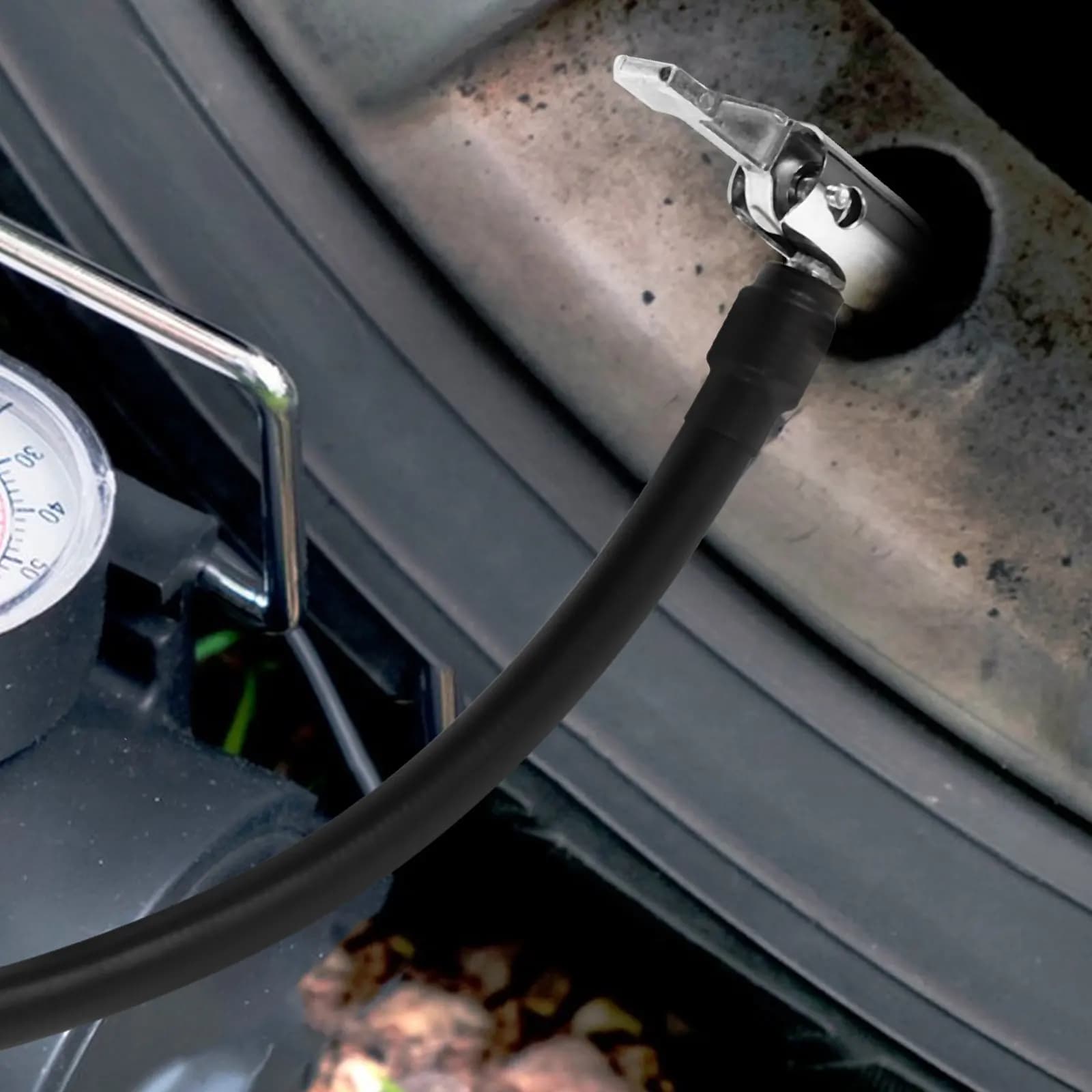 Tubo di Prolunga per Gonfiaggio Pneumatici, Tubo in Gomma Resistente per Compressore d'Aria, Adattatore con Attacco Rapido per Pompa Pneumatici Auto