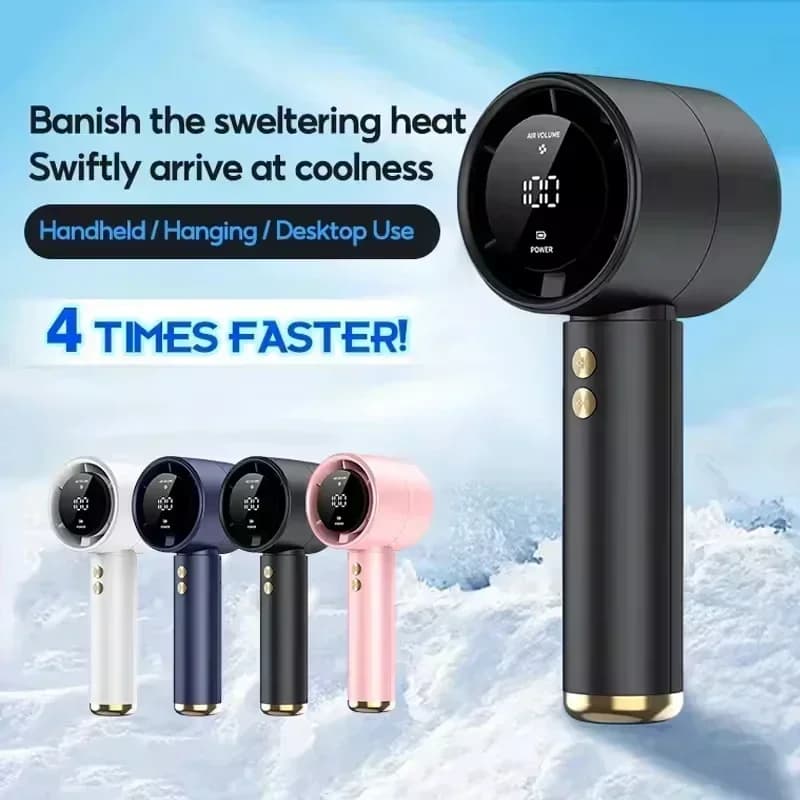 Mini Turbo Fan 100 Levels Adjustable Portable Handheld USB Rechargeable Ultra-High Wind Speed Airflow Cooling Fan Office Travel
