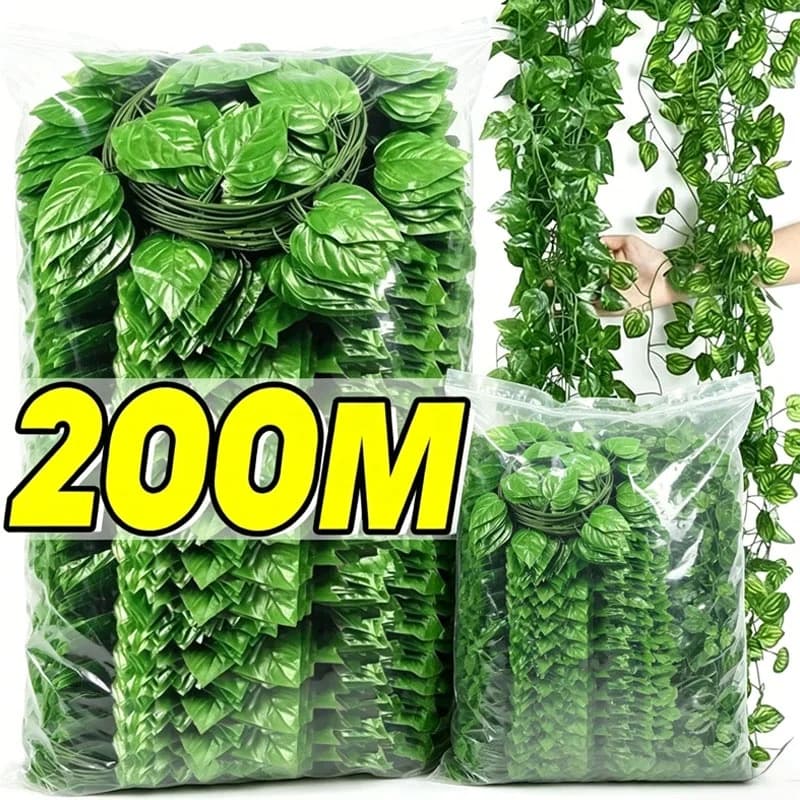 Ghirlanda di Foglie di Edera Artificiale Verde, Piante Rampicanti Finte per Decorazioni da Giardino, Matrimoni, Feste e Casa