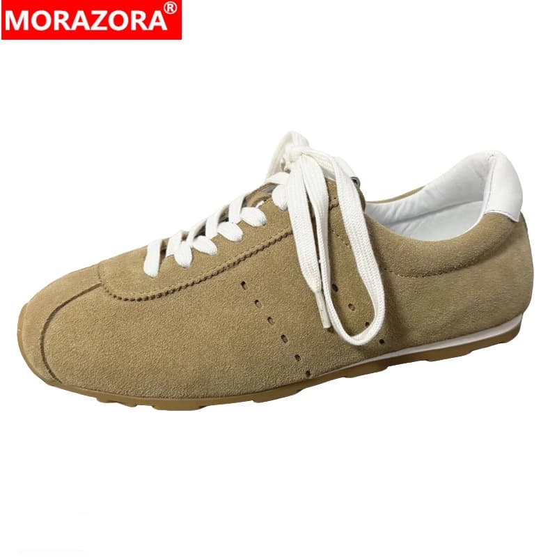 NORAZORA Size 34-43 Full Genuine Leather Sneakers Women Shoes Lace Up Casual Sneakers Spring Summer Flat Shoes