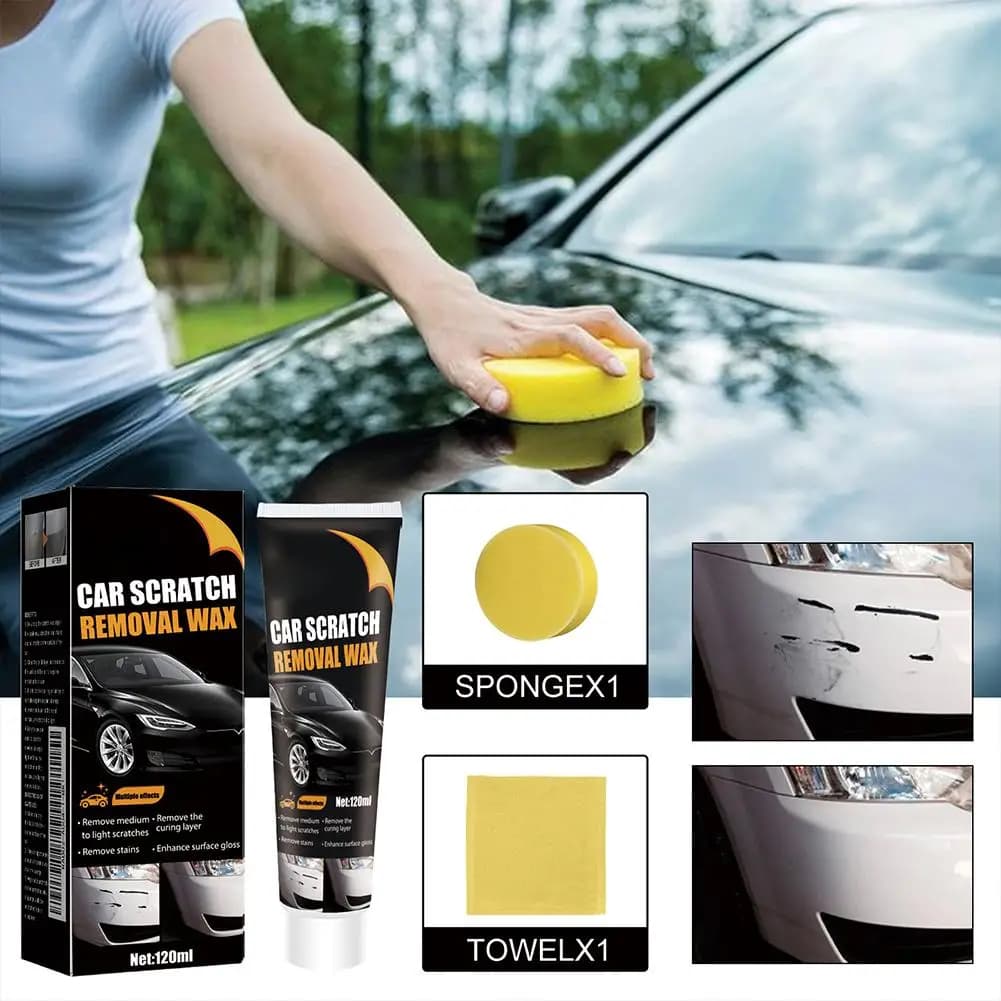 1/2 pz. Cera per Rimozione Graffi Auto 120ml, Rimuove la Pellicola Protettiva, Ripristina e Migliora la Lucentezza, Cera per Manutenzione Vernice Auto