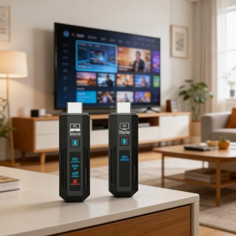 Trasmettitore e ricevitore video wireless da 50 m, cavo adattatore display compatibile HDMI, mirroring dello schermo da fotocamera/PC a TV