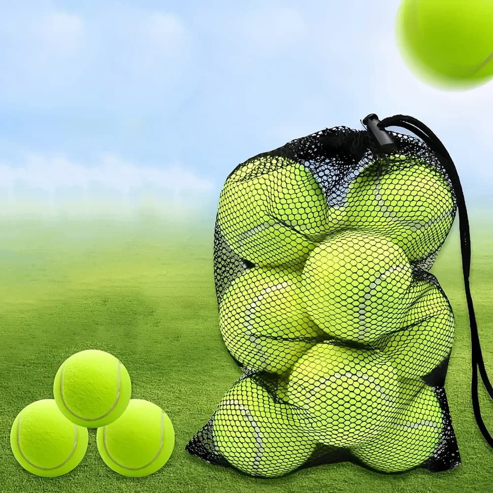 8C-Tennis Balls with Mesh Carry Bag Practice Ball High Elasticity Pet Dog Playing Balls Outdoor Sports for Tennis Training