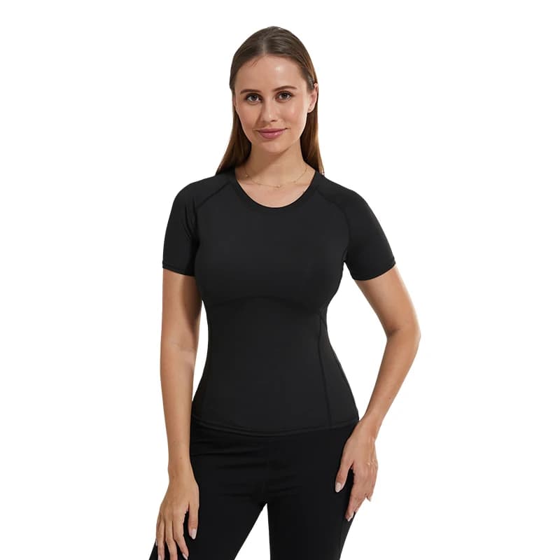 Camicie a compressione da donna Manica corta Sport atletici Top a compressione ad asciugatura rapida per donna Camicia da allenamento per corsa Camicie da yoga