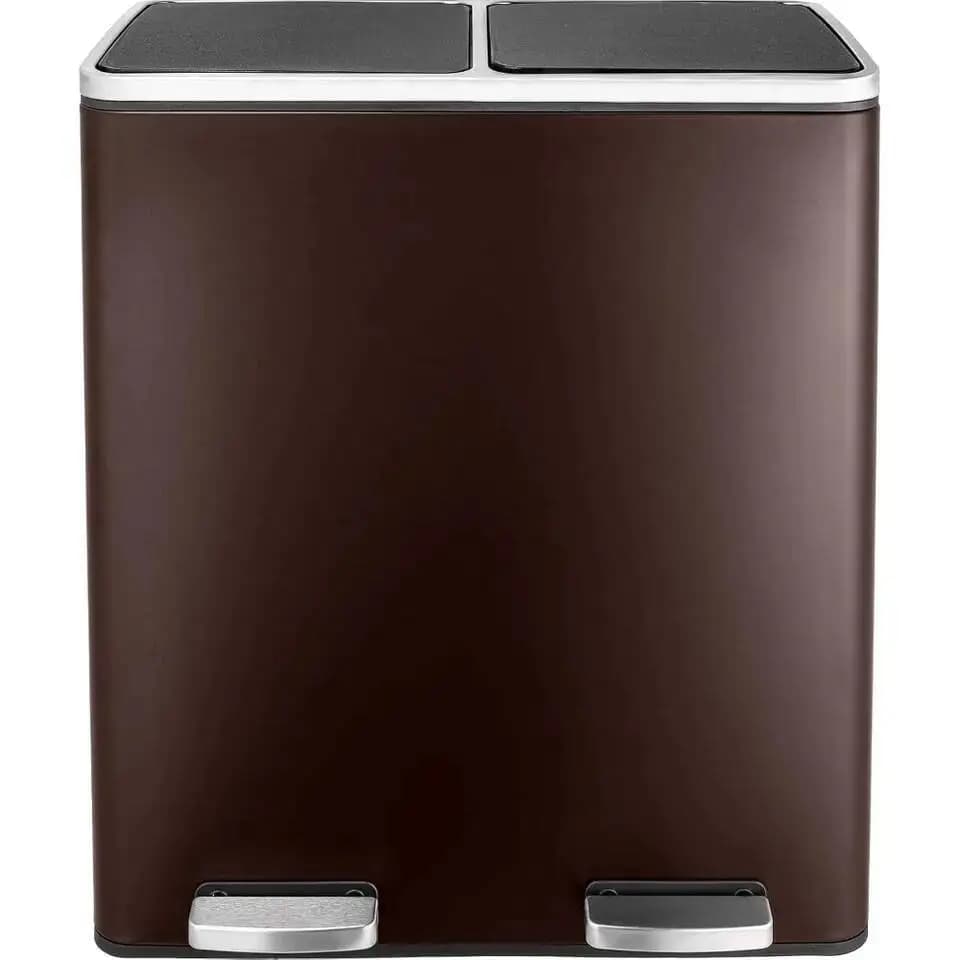 Bidone della spazzatura da cucina in acciaio inossidabile con doppia spazzatura da 60L16 Gal, bidone della spazzatura classificato a doppio scomparto, pattumiera per riciclo