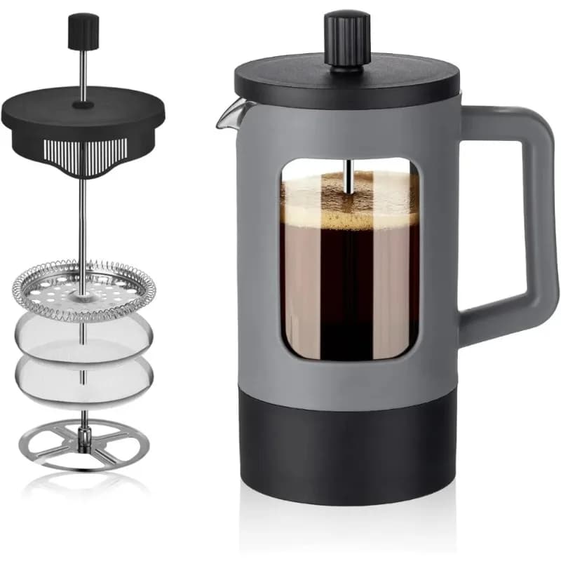 600ml Heat Resistant Glass French Press Coffee Pot 4 Level Filtration Portable Cold Brew Coffee Maker for Home Travel Outdoor