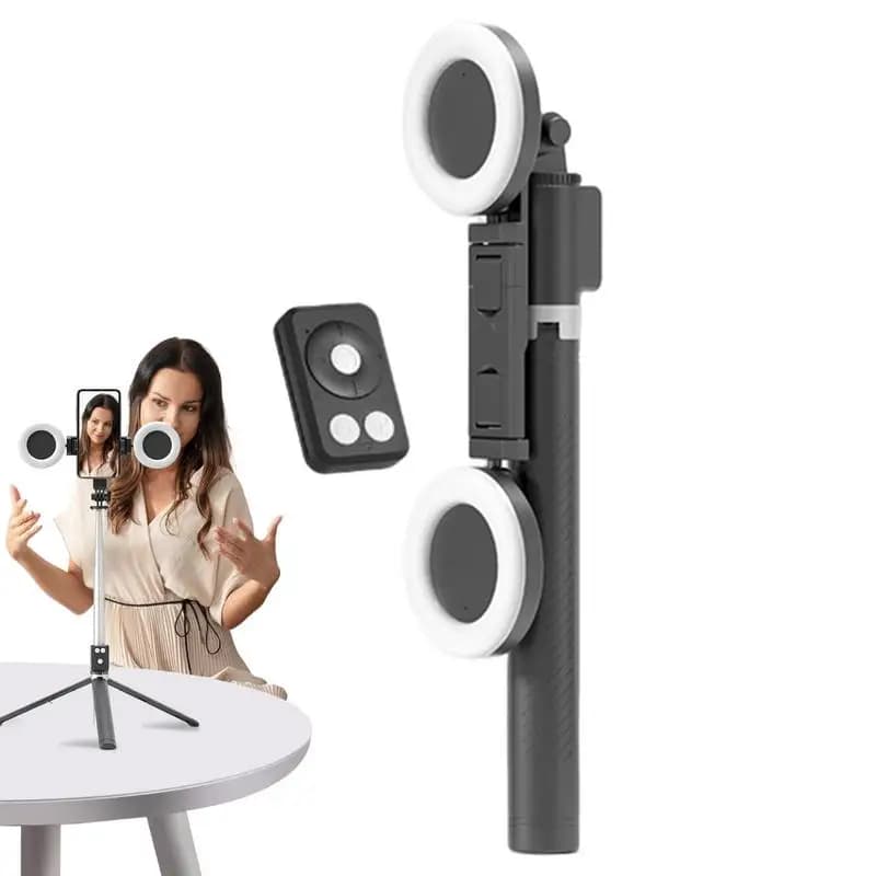 Treppiede per selfie stick con luce Treppiede per telefono remoto wireless portatile da 67 pollici di altezza per telefono cellulare da viaggio