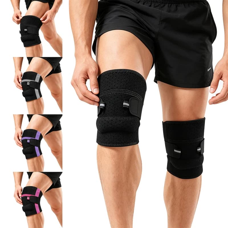 1 Pezzo Ginocchiera con Stabilizzatori Laterali, Supporto Compressivo per Ginocchio con Cuscinetti in Gel per Rotula, Sollievo per Lesioni al Menisco, ACL