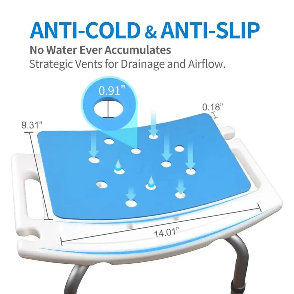 Sedia da Bagno Ergonomica per Anziani, Sgabello Doccia Antiscivolo con Cuscino Comfort, Sedile Durevole per Bagno per Anziani e H5538