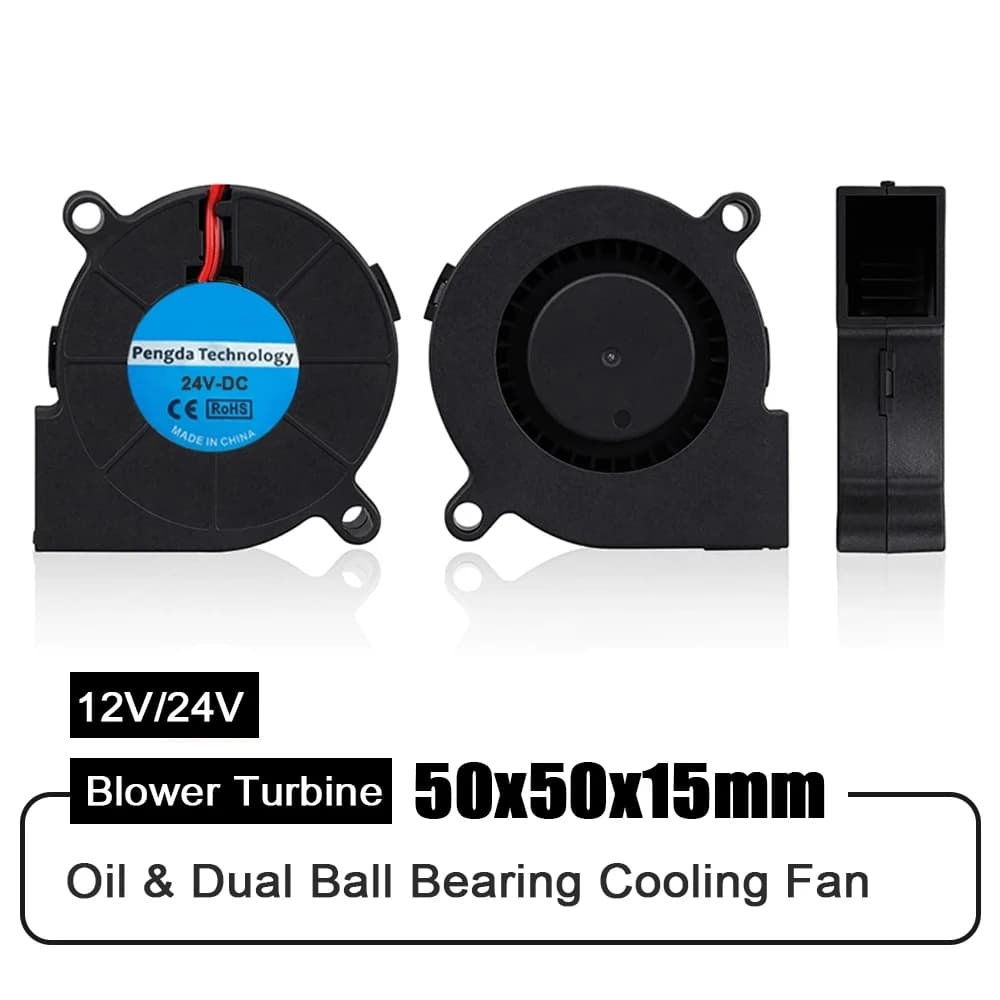 DC 12V 24V 50x50x15mm Fan Oil / Double Ball Bearing Turbine 5015 Cooling Fan for 3D Printer Parts
