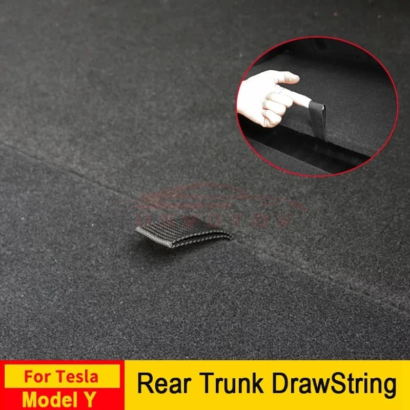 Back Baule Corda Coulisse For Tesla Model Y Juniper 2025 2026 Open Coda Cover Handle Pull Belt Auto Organizer Accessories