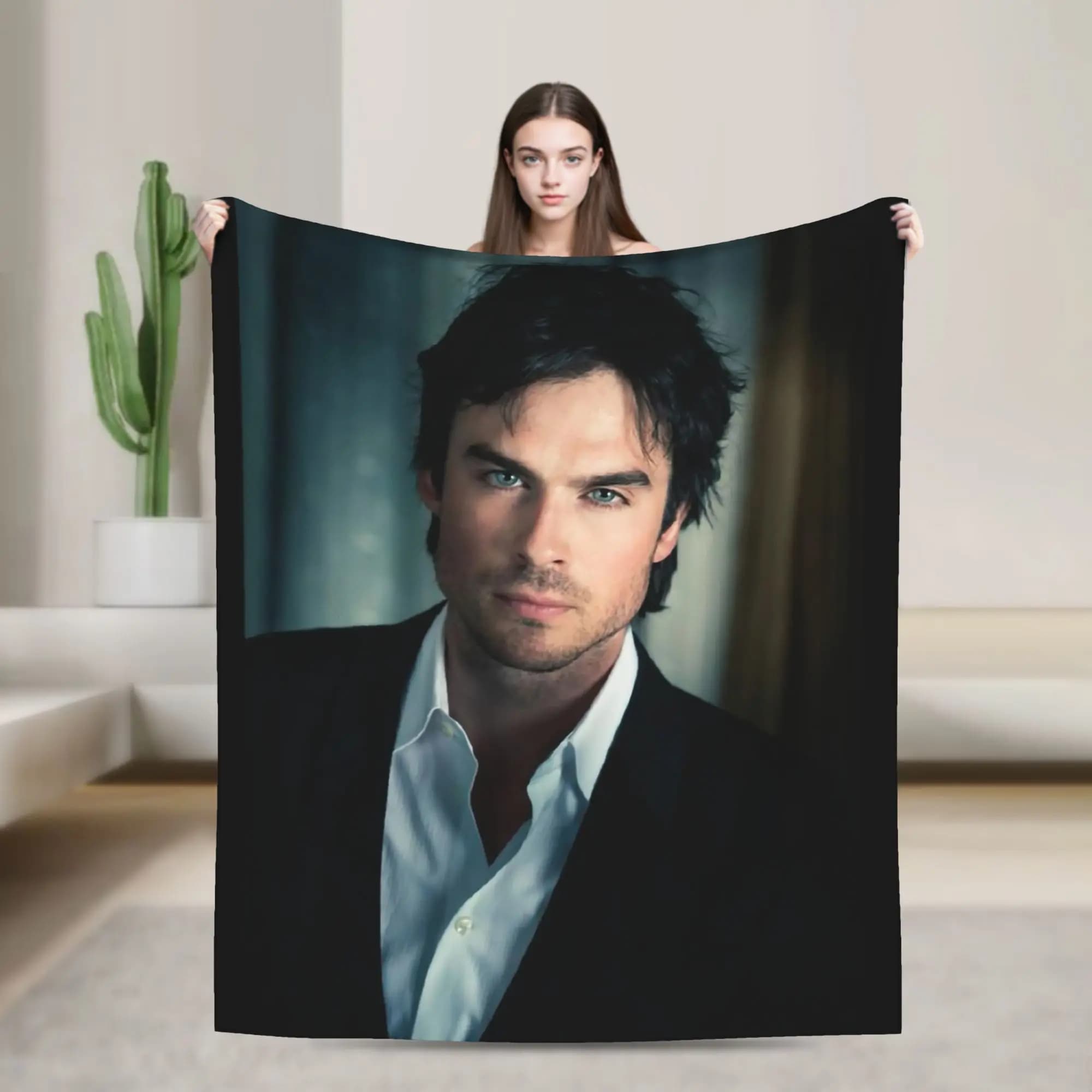 The Vampire Diaries Damon Salvatore Serie TV Coperta decorativa in flanella per la decorazione domestica Copriletto caldo e morbido regalo