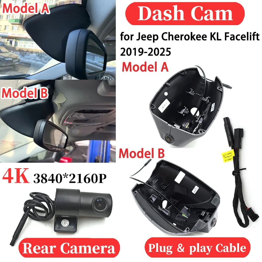 ZJCGO for Jeep Cherokee KL Facelift 2019-2025 Auto 4K Video Recorder DVR Dash Cam Dash Dash Camera Plug and play Night Vision