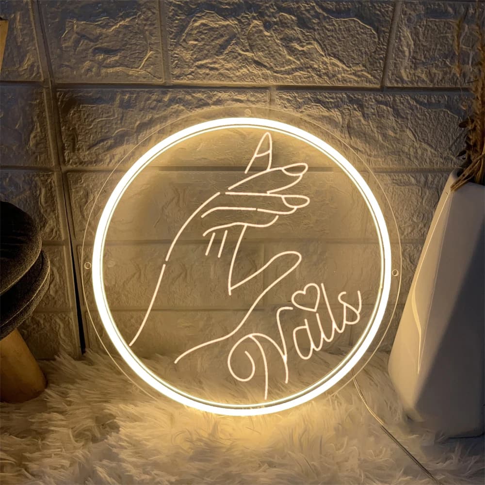 Unghie personalizzate Insegna al neon Negozio di bellezza Casa Donna Ragazze Decorazione della stanza Decorazione della parete Insegna intagliata 3D Insegne luminose a LED Regalo di Natale