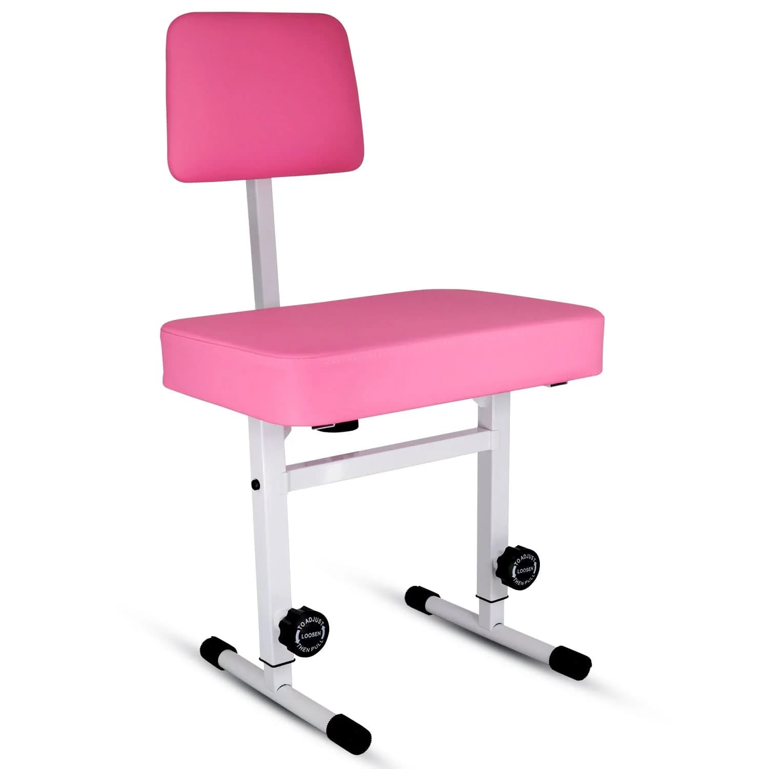 5 Core Piano Bench 3" Padded Cushioned Stool w Backrest Heavy Duty Musician Chair Height Adjustable - PNB B-REST PNK