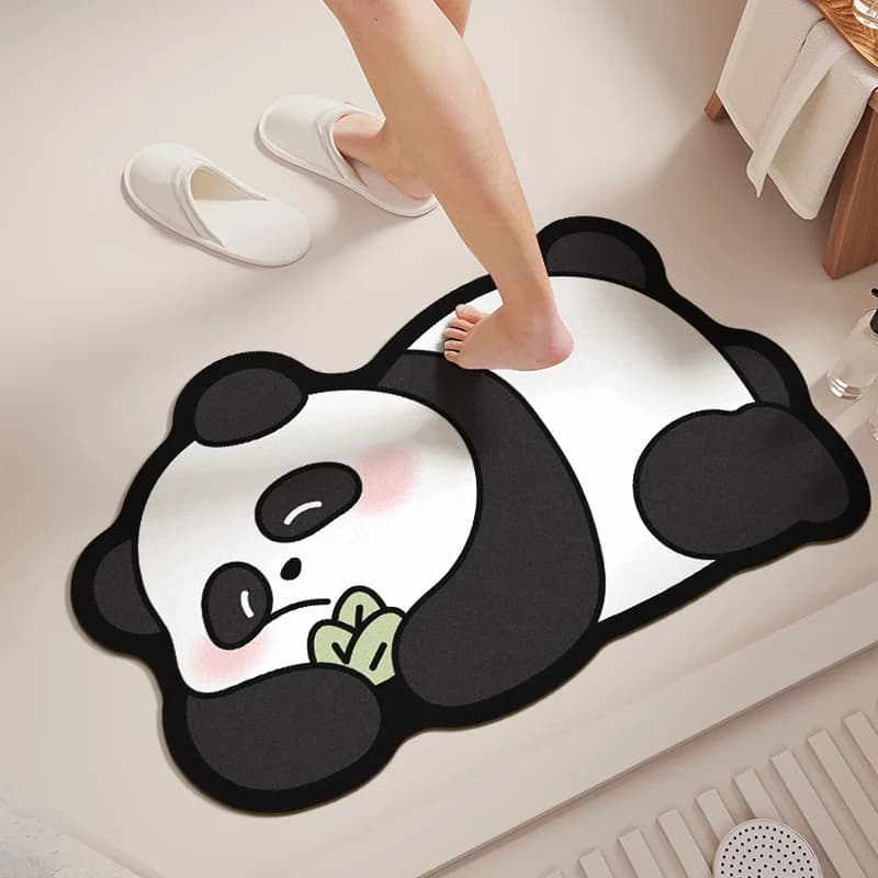 VIKAMAA Tappetino assorbente per pavimento, tappetino per bagno, tappeto per bagno, moquette, tappetino per doccia da esterno, simpatico panda dei cartoni animati per decorazioni domestiche