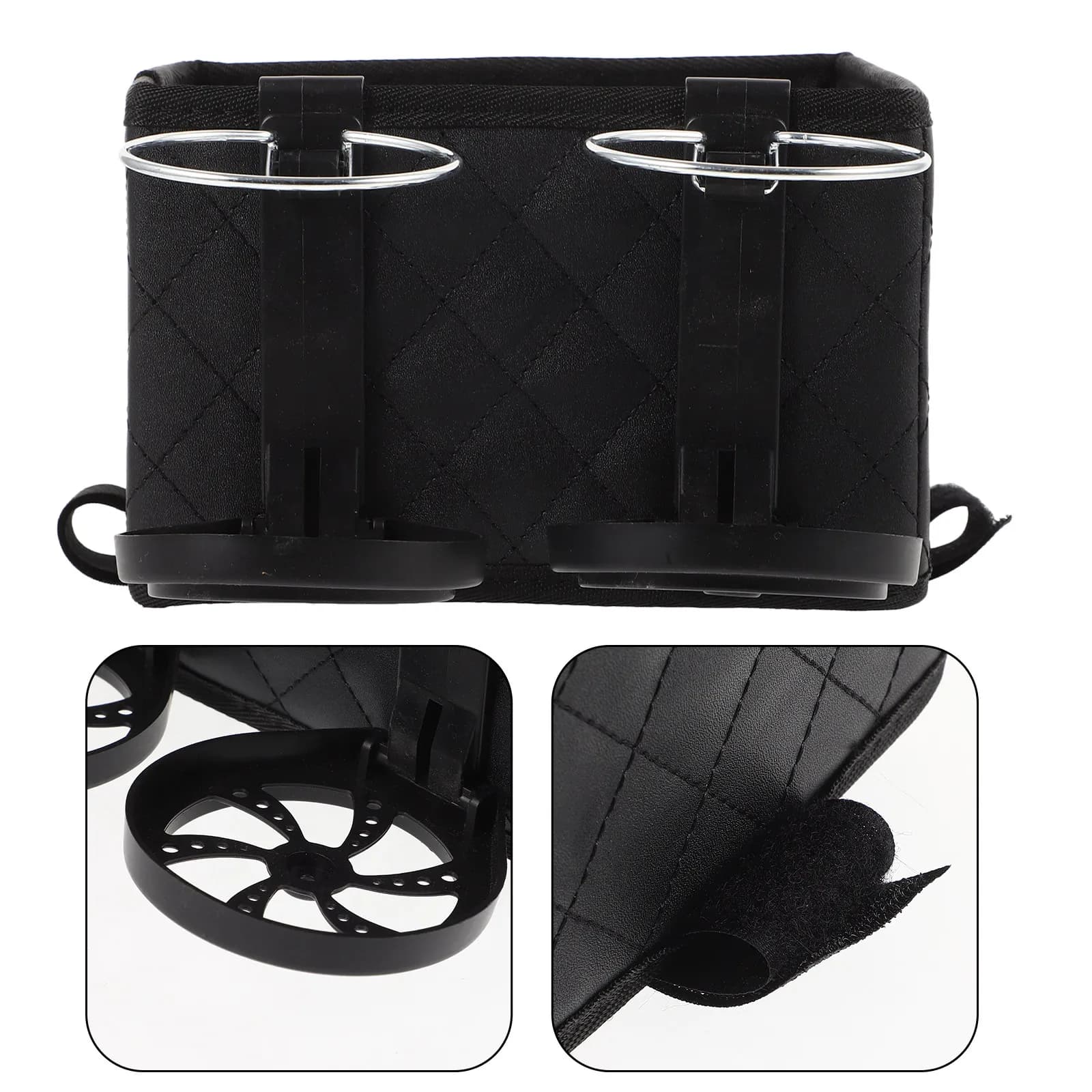 Organizer per Bracciolo Auto con Portabicchieri Doppio e Portafazzoletti, Accessorio per Console Laterale