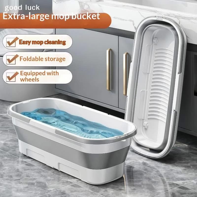 AnswerCollapsible Mop Bucket With Wheels Large Capacity Foldable Cleaning Tub Multi-functional Household Cleaning Foldable Tub