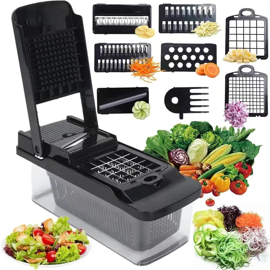15-piece vegetable cutter, multifunctional fruit slicer, food slicer with handle, vegetable slicer, container cutter,