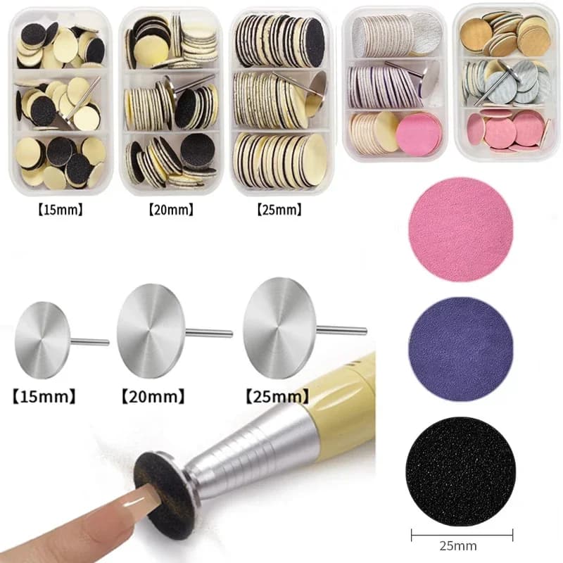 15/20/25mm Carta abrasiva sostituibile per rimozione calli cuticole del piede con kit di cuscinetti per disco per pedicure File per raspa del piede Pelle morta /', [p0
