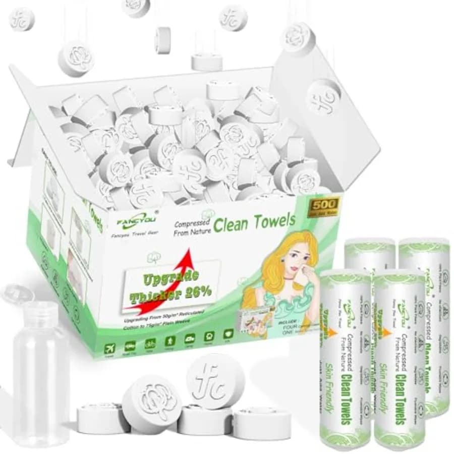 Bags Tablets in Bulk 500 Pieces with 4 Dispenser, Mini Monodose Cotton Biodegradable, U.S. Towels and Drops