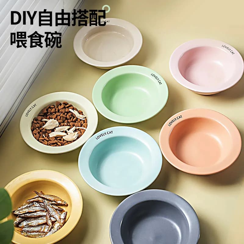 New ceramic flying saucer bowl, water bowl, cat bowl, food basin, pet bowl rack, dog bowl neck protector, acrylic bowl rack.