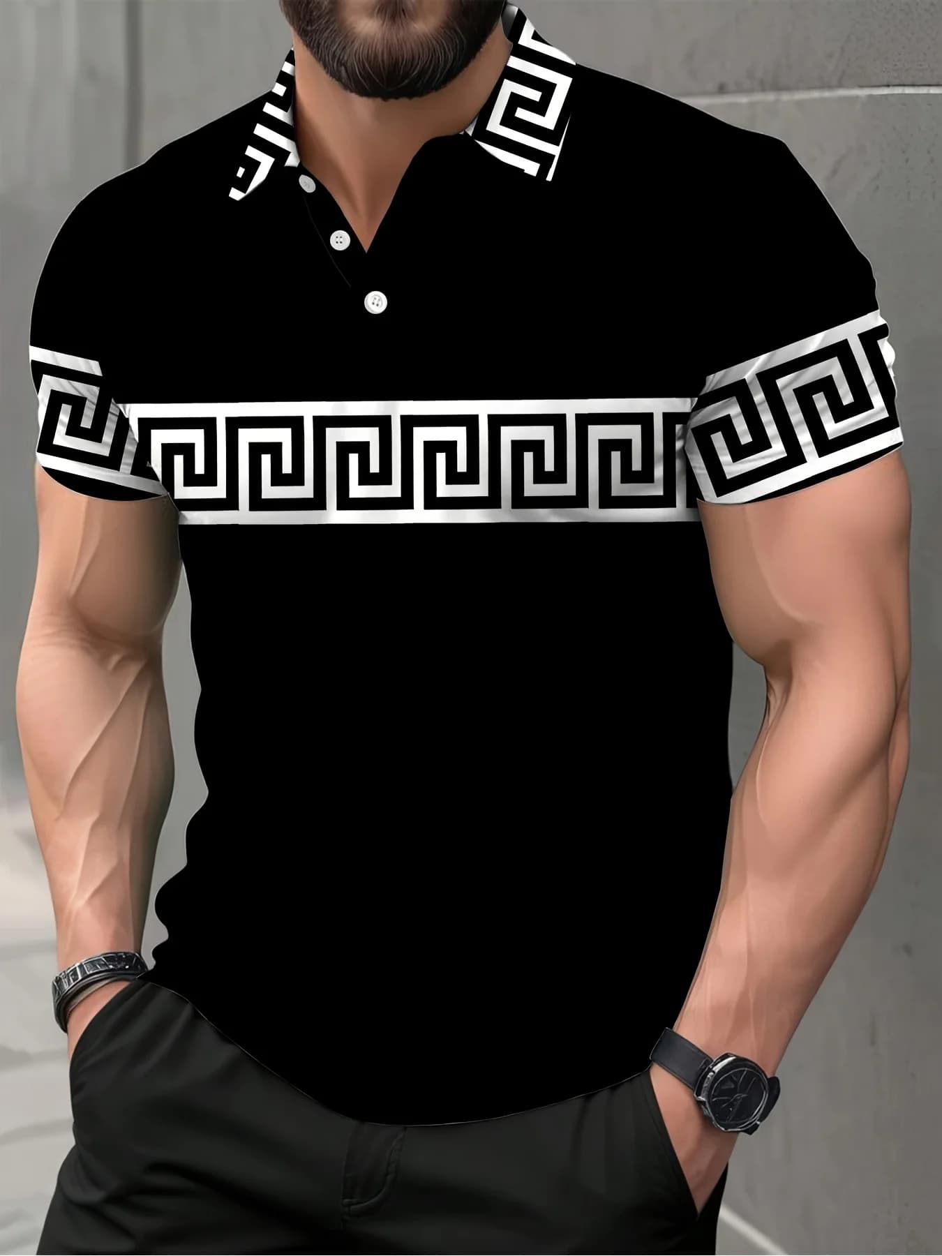 Camicia da Uomo con Stampa Digitale, Abbigliamento Sportivo Casual, Classica con Colletto, Comoda per Primavera ed Estate