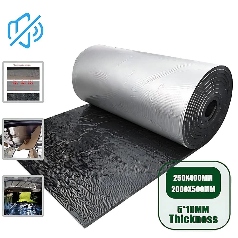 Tappetino Fonoassorbente per Auto 2000*500mm 250*400mm 5/10mm, Isolamento Termico e Acustico, Schiuma a Cellule Chiuse per Cofano, Accessorio