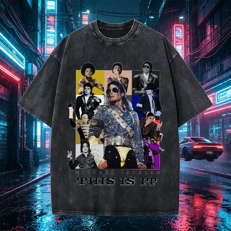 T-shirt Hip Hop di Michael Jackson per Uomo, Maglietta Estiva con Stampa Anime e Cartoni Animati, Top a Maniche Corte, Moda 'King of Pop' MJ