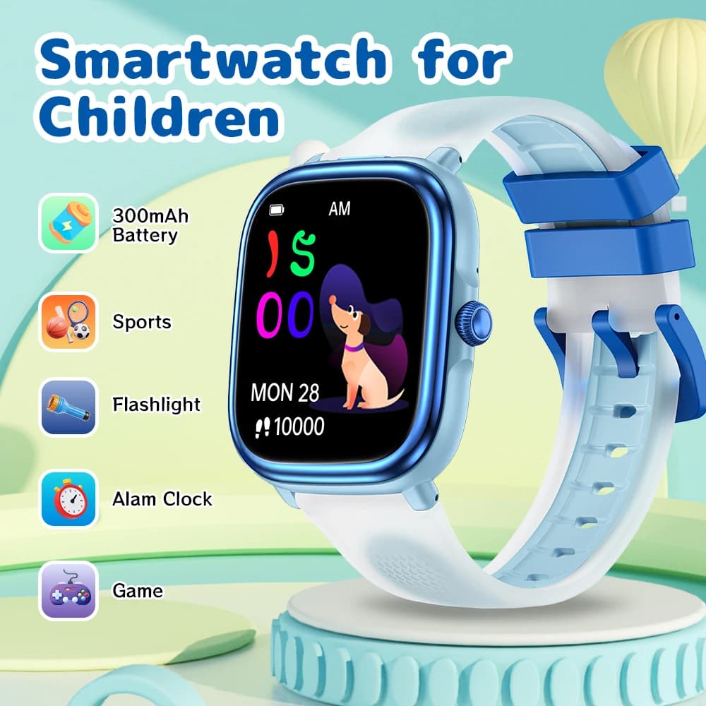 Smartwatch per Bambini 2026 con Monitoraggio della Frequenza Cardiaca, Lettore MP3, Giochi, Torcia, Storie e Sveglia