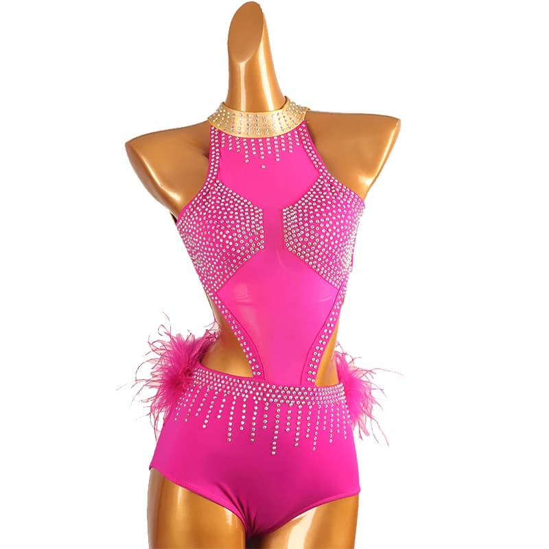 Abito da pattinaggio su ghiaccio rosa rosso Donna ragazza Abito da pattinaggio su ghiaccio Costume da ginnastica strass di cristallo personalizzato B279