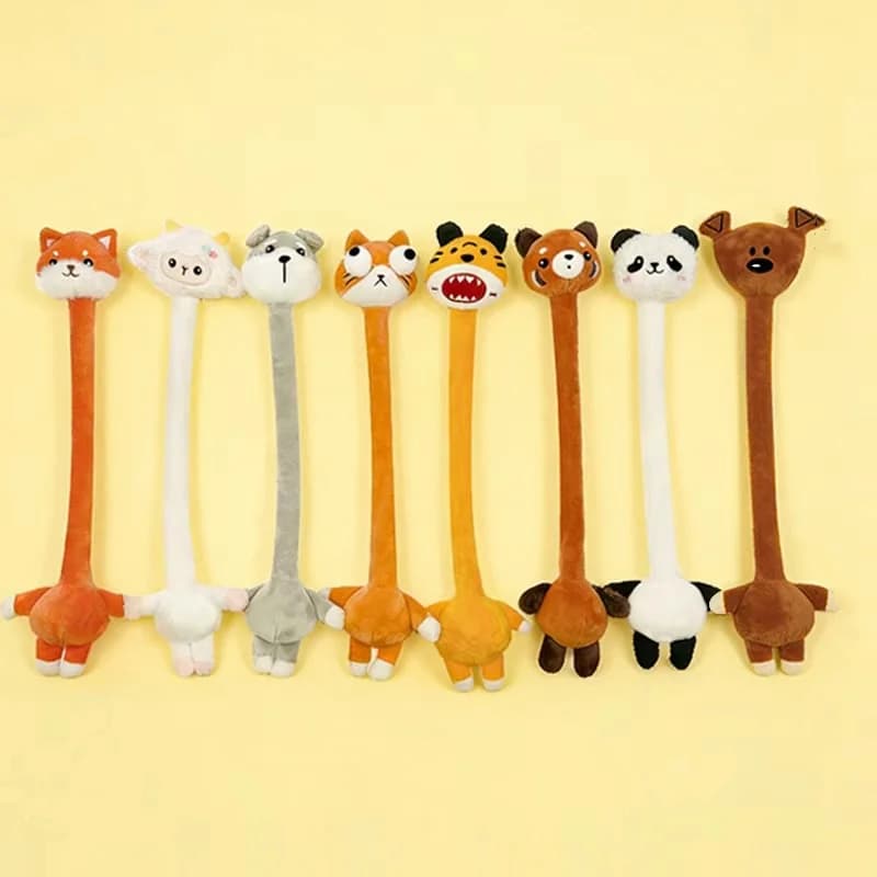 Portachiavi in peluche a forma di animali con collo lungo 40 cm, ciondoli Kawaii Volpe Tigre Pecora, fermacurtain, fermagli per borsa, auto, telefono