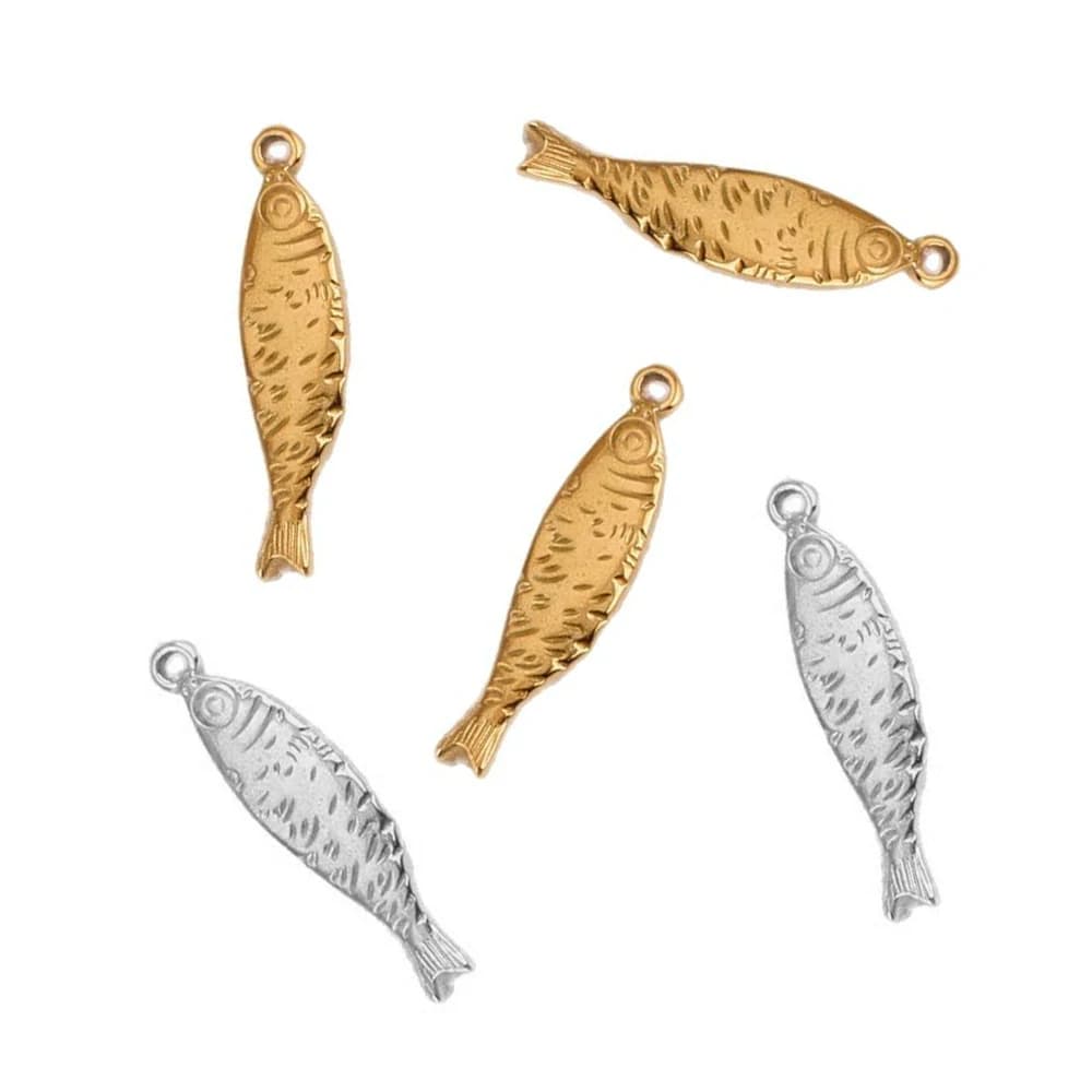 1/5 pezzi in acciaio inossidabile pesce oro oceano animali ciondoli perline carine per braccialetti fai da te collana orecchini pendenti creazione di gioielli