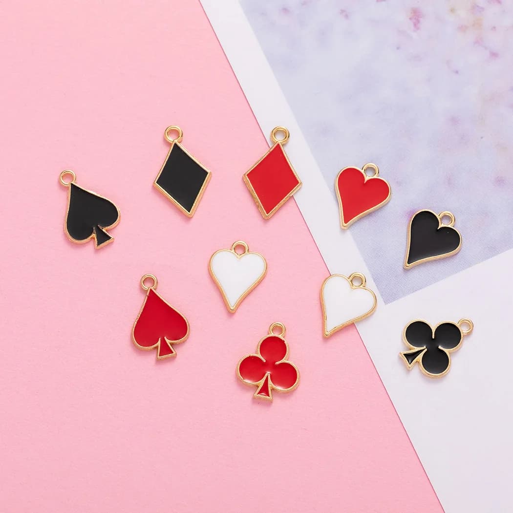 10PCS Drip Oil Color Alloy Enamel Square Plum Blossom Heart Charms Pendant For DIY Earrings Bracelet Jewelry Accessories