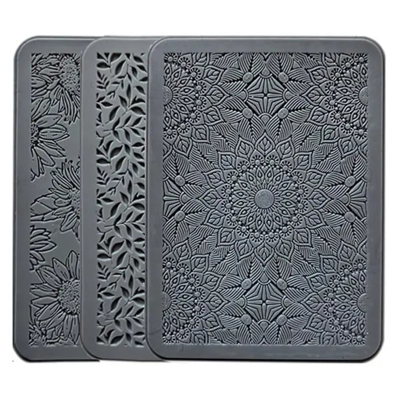 【ORNAMENT】Set di 3 tamponi in silicone per trasferimento texture, design professionale per gioielli in argilla polimerica - Miglioramento per la creazione di gioielli