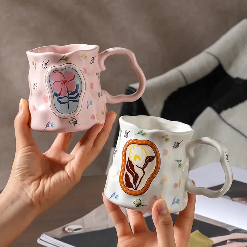 Tazza in ceramica Fiore fatto a mano a forma di sognante Design premium Tazza da caffè di alto valore per la colazione Tazza d'acqua Regalo souvenir unico