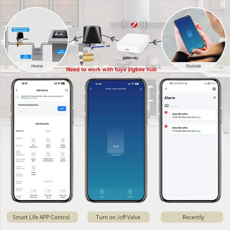 A64K Wireless Water Valve Intelligent Control Tuya Zigbee Domotic Valve for Work with Alexa Google Spina EU