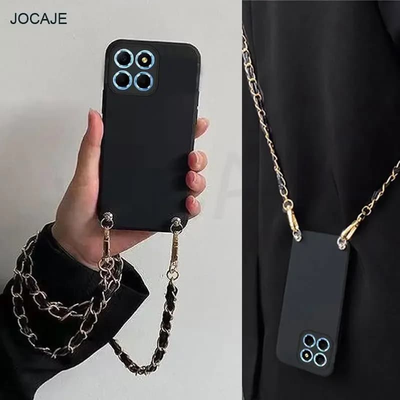 Collana a tracolla Cordino Custodia per telefono con catena in metallo per Xiaomi 14T Pro 14 CIVI 13T Pro 13 Lite Ulrtra Cover posteriore in silicone opaco