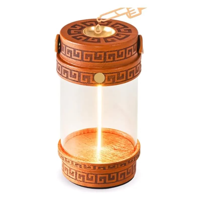 Diffusore di oli essenziali elettrico senza acqua ABGH con luce d'atmosfera calda, scaldatore di oli portatile in legno naturale per yoga