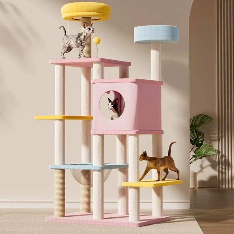 Multi-Level Cat Tower Wooden Luxury Villa Supplies Cat Tower Accessories Hiding House Castle Torre Para Gatos Things For Cats