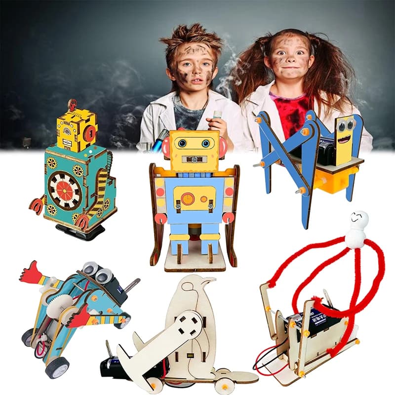 Puzzle 3D Robot Costruzione Ingegneria Modello Set Creativo FAI DA TE Modello In Legno Giocattolo Per Bambini Esperimento di Scienze Fisiche Esperimento STEM