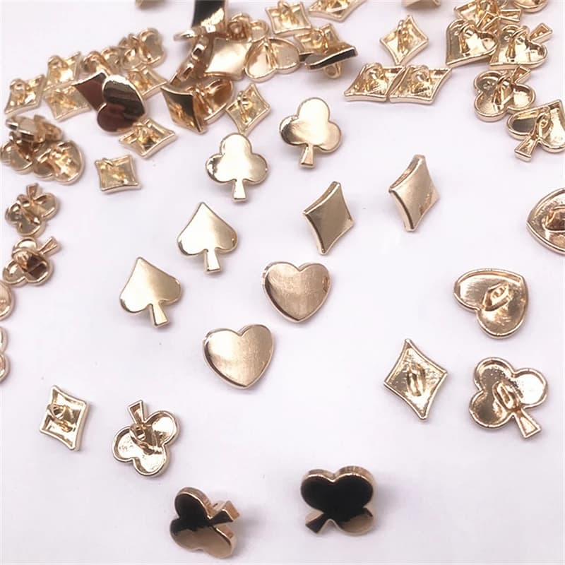 14mm Playing Cards Metal Poker Buttons Plum Heart Buttons For Women Men Clothing Shirt Dress Handmade DIY Sewing Accessories